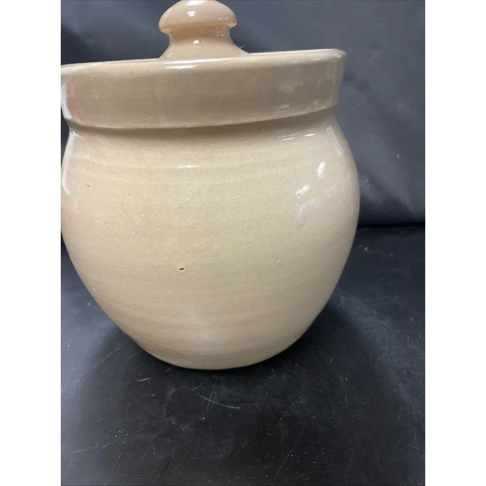 Vintage Paul Storie‎ Pottery Crock w/Lid - Marshall TX-Blue Barn